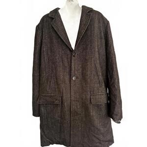 Vintage Wool Herringbone Overcoat Men’s Medium